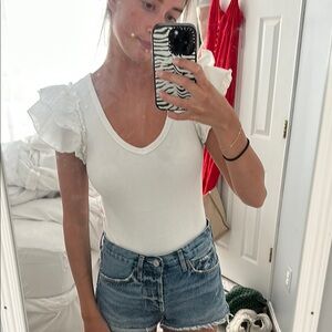 White Ruffle Sleeve bodysuit